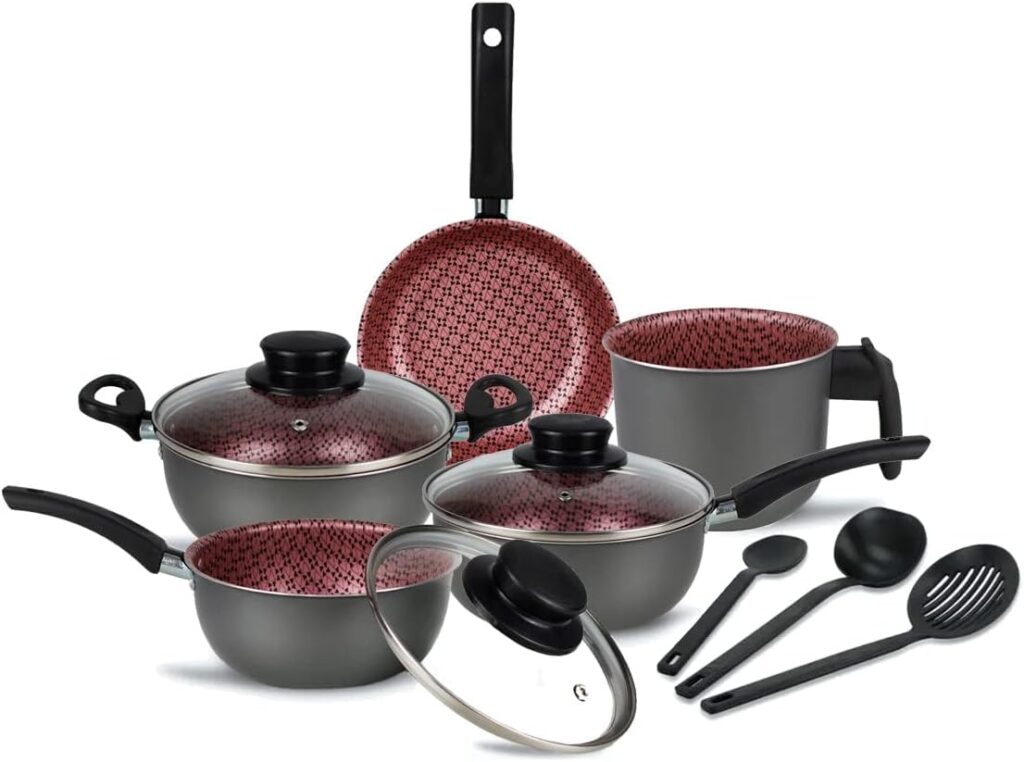 Conjunto-Panelas-Elegan-Prime-8-Pecas-Grafite-com-Rosa-Dona-Chefa